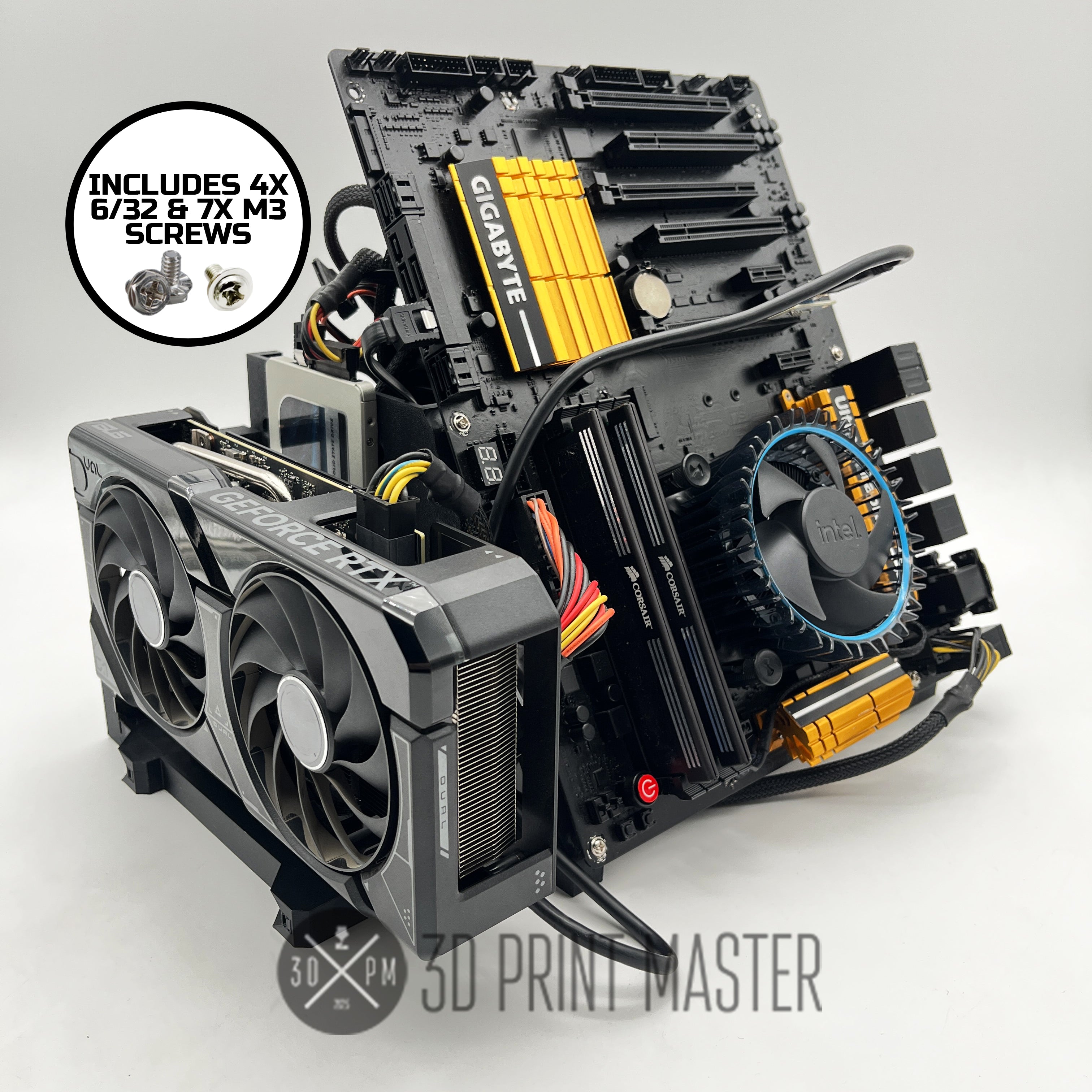 Crypto Mining Motherboard Test Bench + GPU Stand / PC and Test Rig + Screws